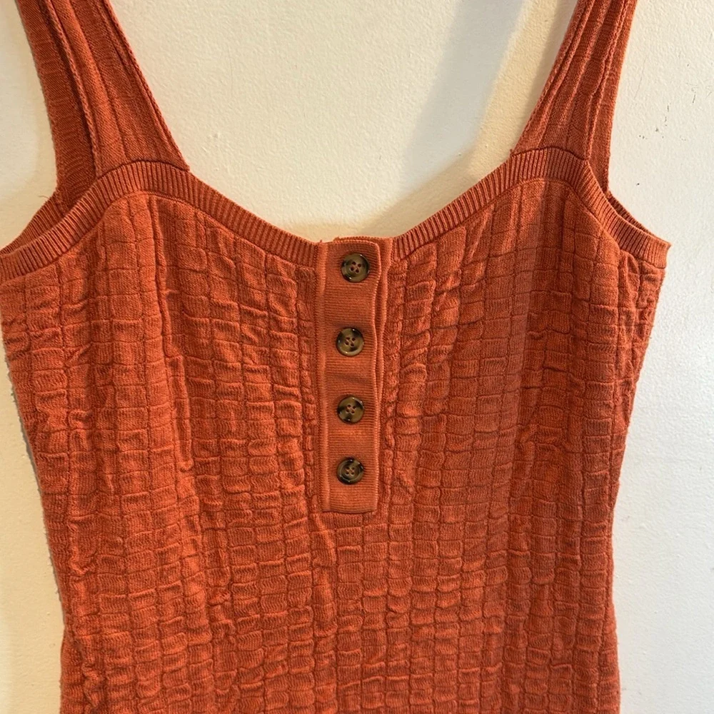 Free People Beach burnt orange seersucker mini dress medium - Picture 9 of 12